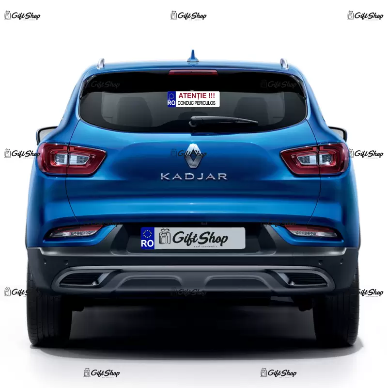 Atentie conduc periculos, indicator masina, dimensiune 200x60 mm